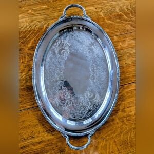 Large Silver-Plated Oval Serving Tray